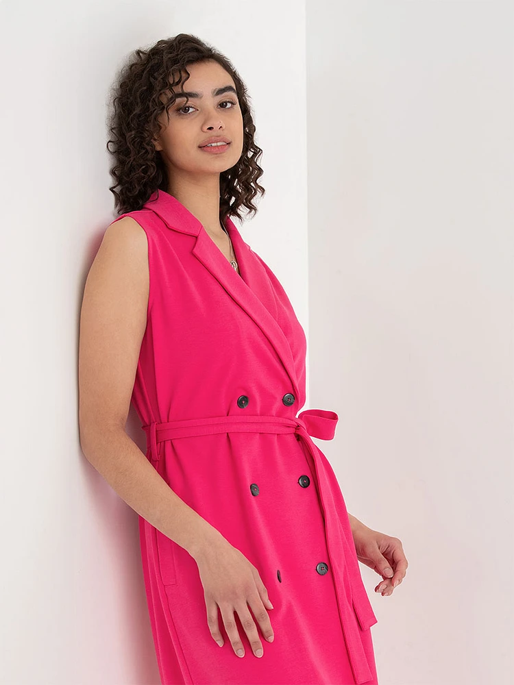 Sleeveless Blazer Dress Ponte Twill