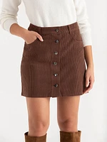 Corduroy Button-Front Mini Skirt