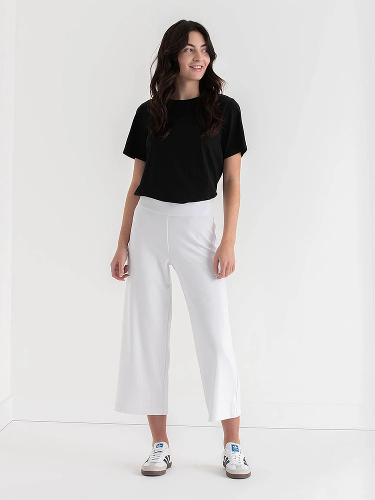 Wide Crop Pull-On Pant Ponte Twill