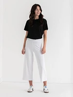 Wide Crop Pull-On Pant Ponte Twill