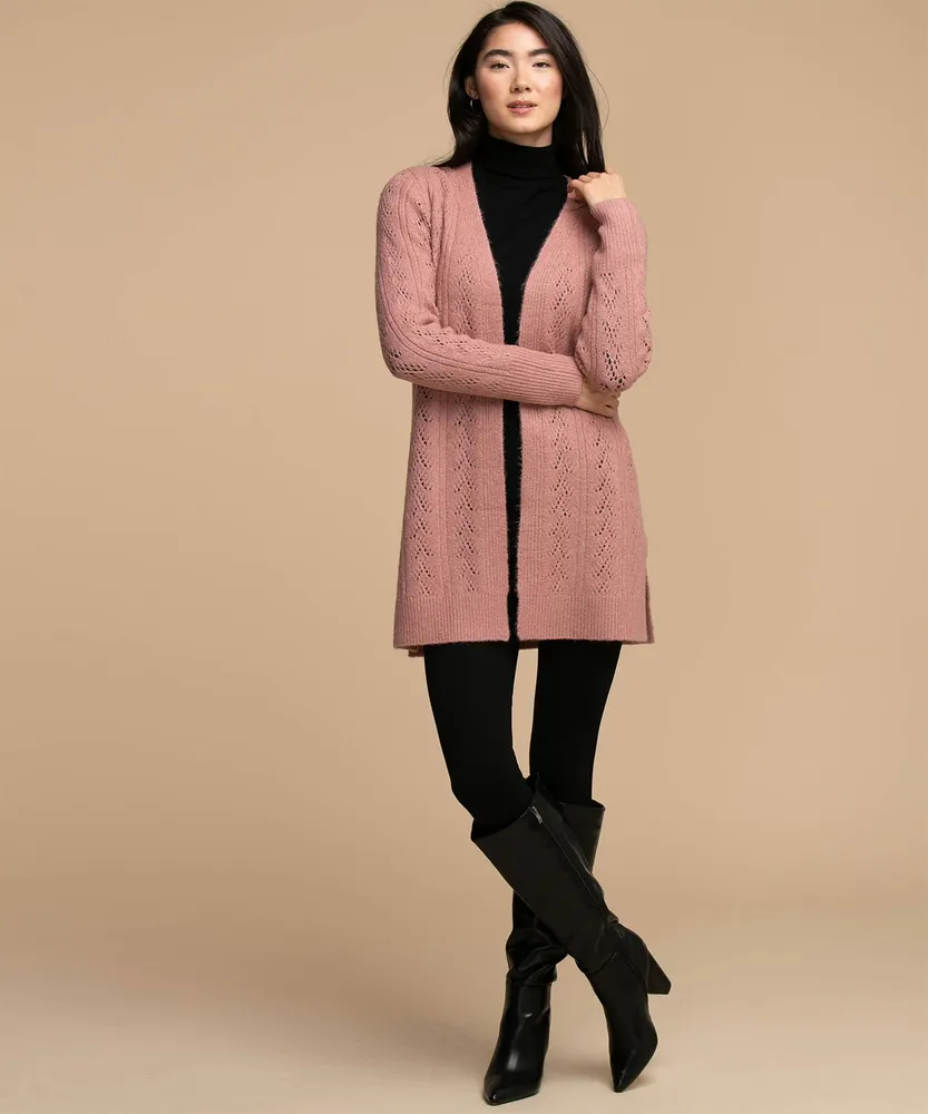 Pointelle Open Cardigan