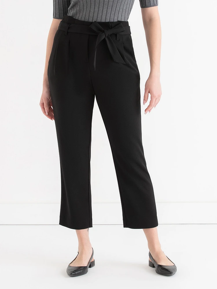 Tapered Ankle Pant with Tie Belt