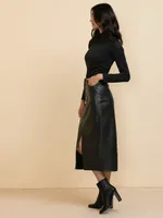 5 Pocket Midi Skirt Faux Leather