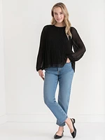 Long Sleeve Release Pleat Blouse