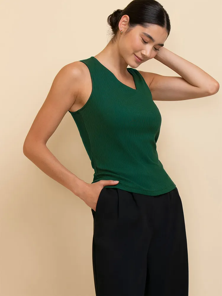 Sleeveless Top with Asymmetrical Neckline