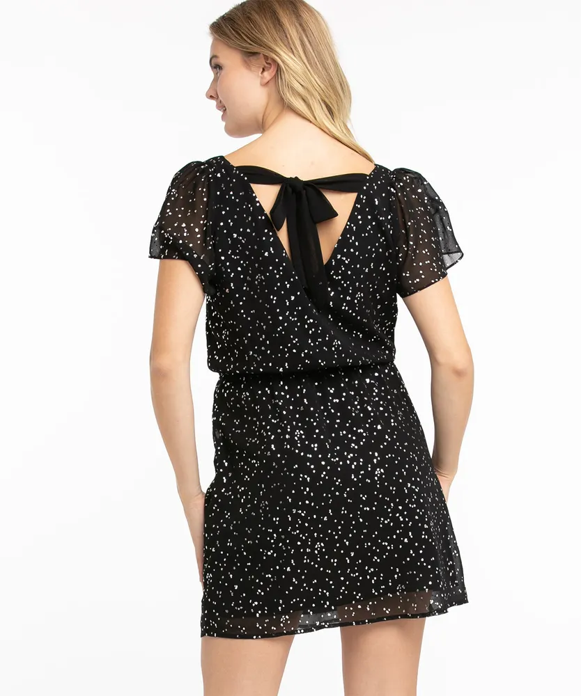 Tie Back Flutter Sleeve Dress