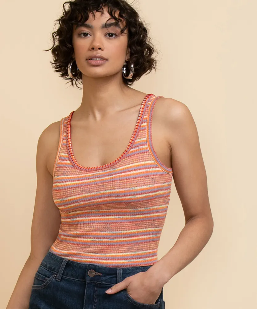 Sleeveless Spacedye Knit Rib Top