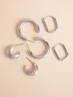 Trio Pack Huggie, Squoval, and Tube Hoop Earrings