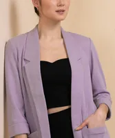 Textured Mid-Length Open Blazer