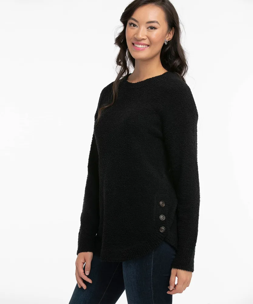 Side Button Teddy Sweater
