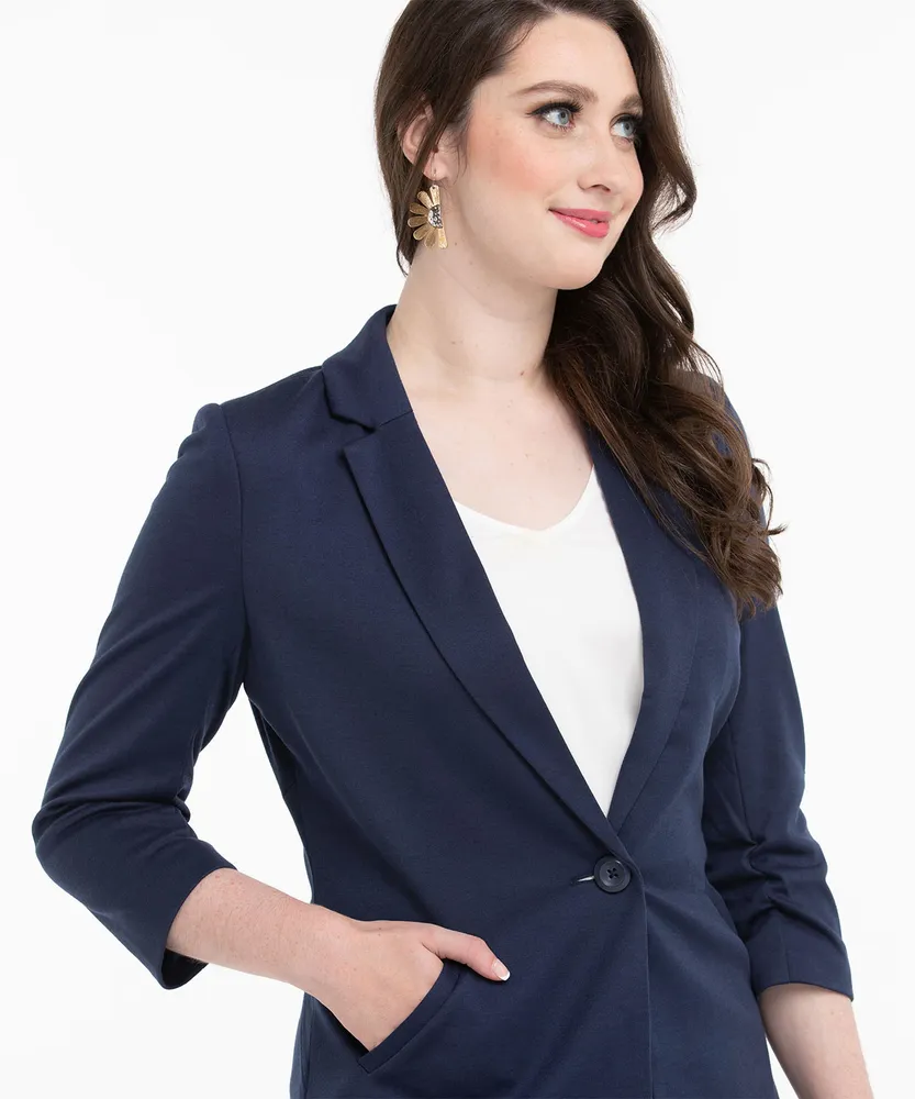 Ruched 3/4 Sleeve Blazer