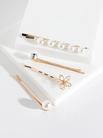 4-Pack Gold Hairpins with Pearl