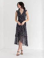 Chiffon Ruffle Wrap Dress