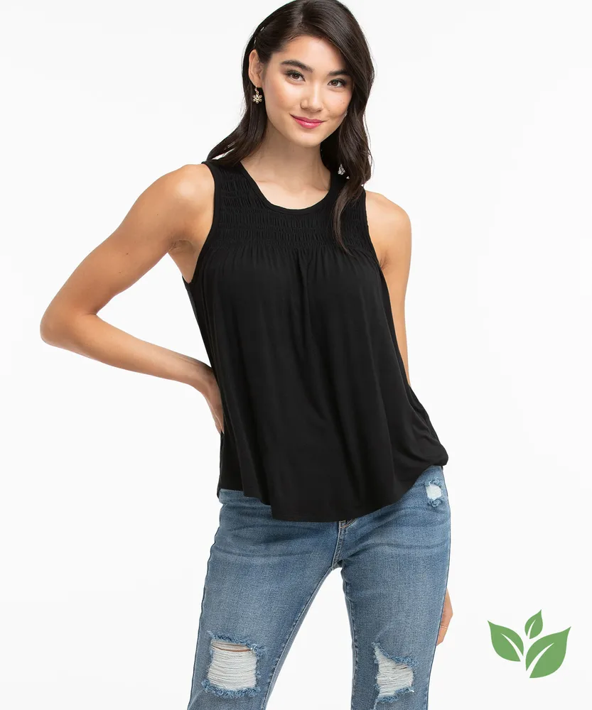 Eco-Friendly Smocked Sleeveless Top