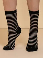Sheer Stripe Lurex Crew Socks