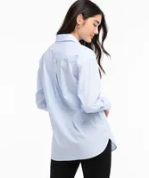 Blue Oversized Long Sleeve Collared Shirt