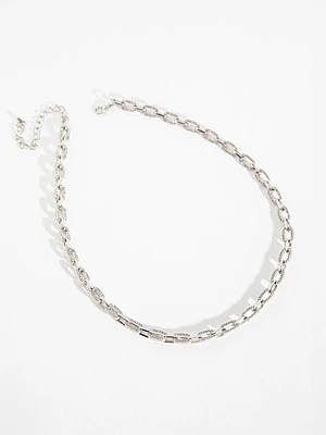 Pave Chain Link Necklace in Gold