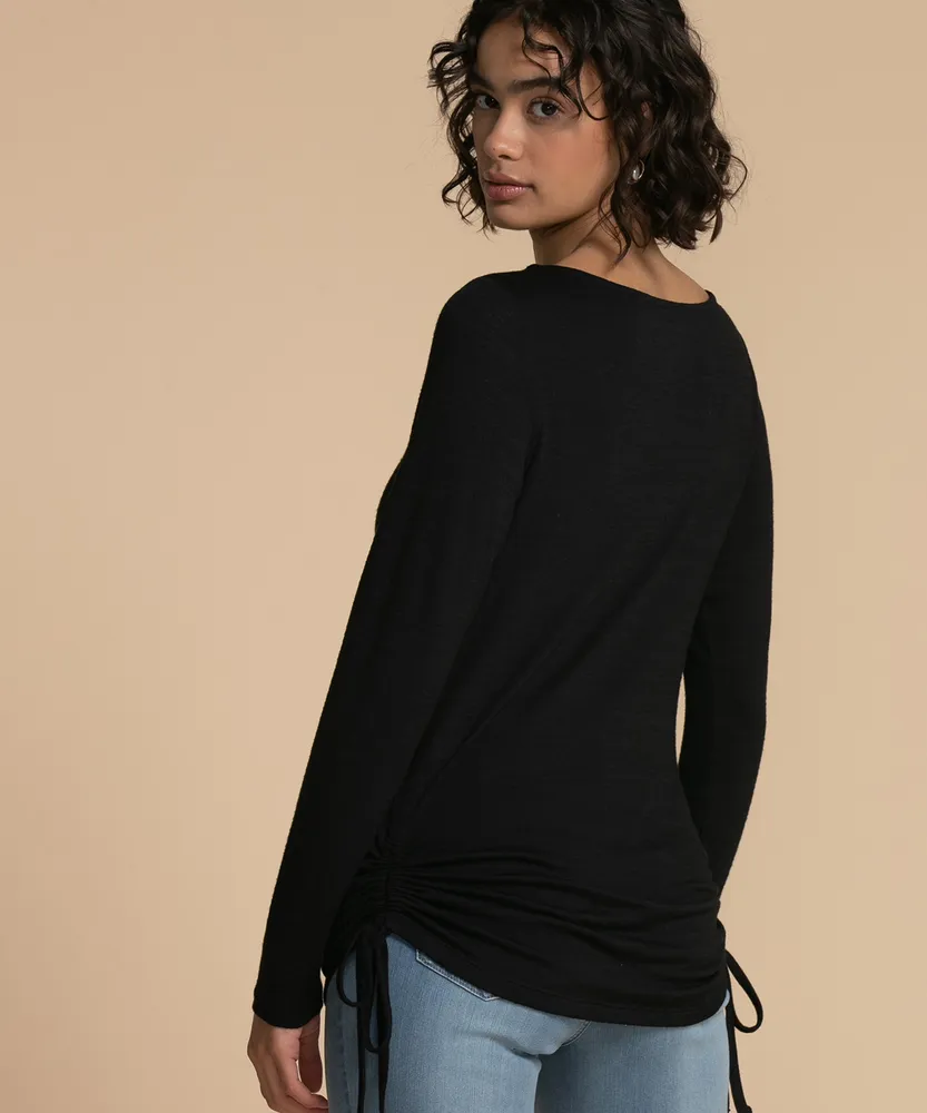 Eco Friendly Ruched Side Long Sleeve Tee