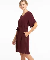 Drawstring V-Neck Dress