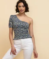 One-Shoulder Smocked Top