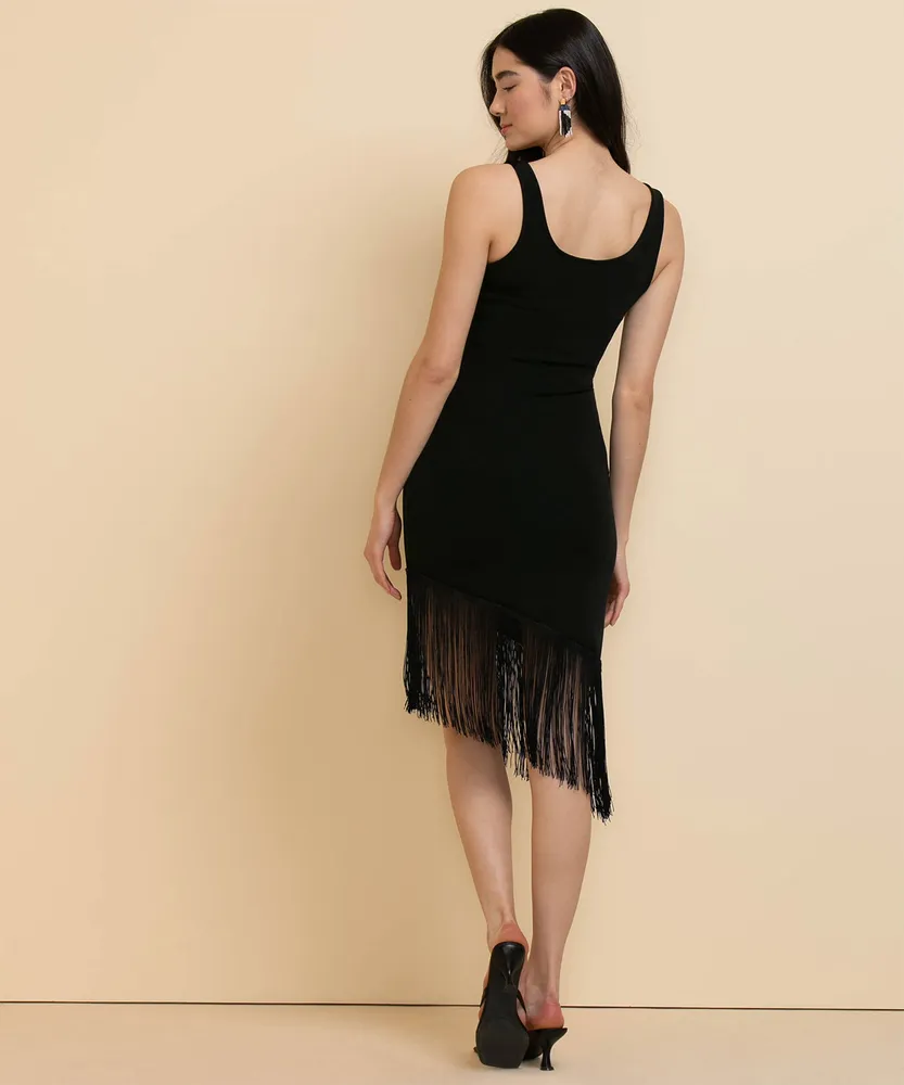 Tash + Sophie Fringe Hem Midi Dress