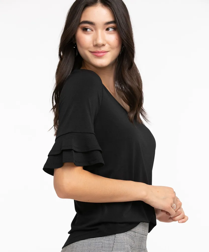 Eco-Friendly Flounce Sleeve Top