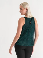 Pleat Neck Tinsel Tank Top