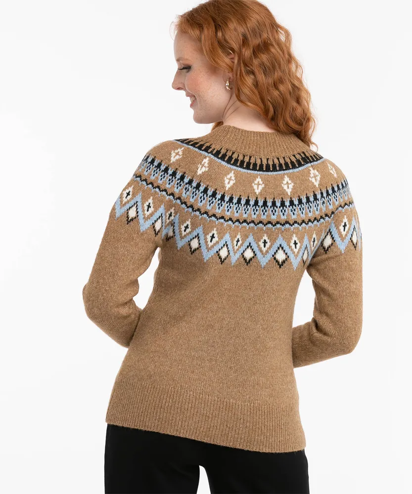 Fair Isle Mock Neck Sweater