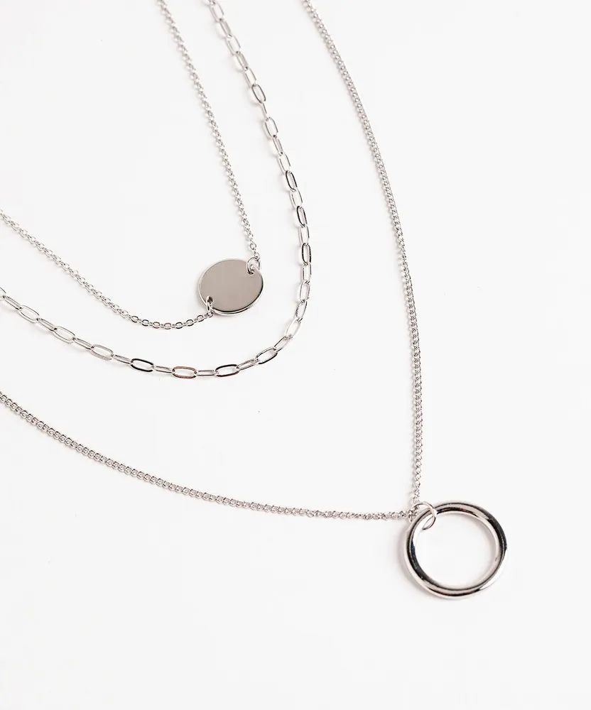 Circle Pendant Layered Necklace