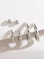 Silver Hoops & Studs Earring Trio