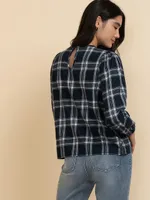 Long Sleeve Plaid Blouse