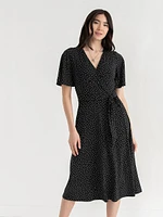 Faux Wrap Midi Dress