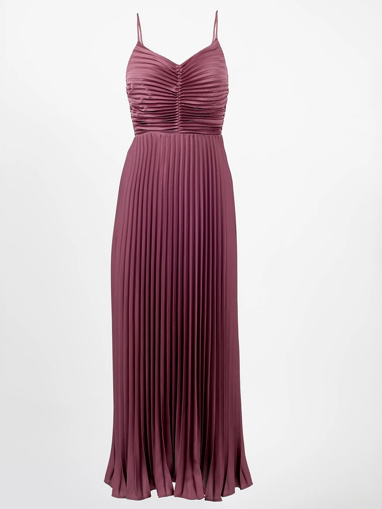 Strappy Pleated Maxi Dress