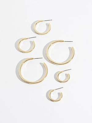 Pave Gold Hoop Earring Trio