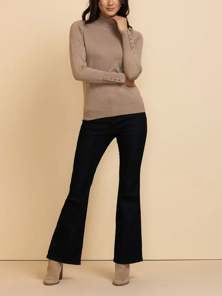 Turtleneck Sweater with Rivet Cuffs