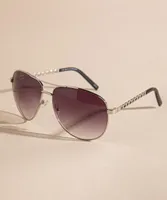 Silver Aviator Sunglasses with Tinted Lenses