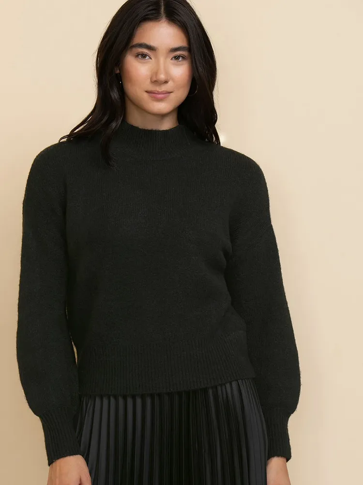 Mock Neck Balloon Sleeve Sweater