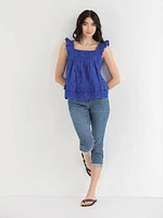 Cotton Ruffle Tank Blouse