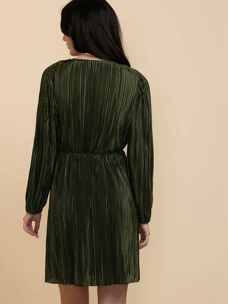 Plisse Crossover Dress