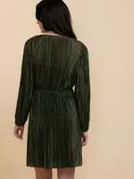 Plisse Crossover Dress