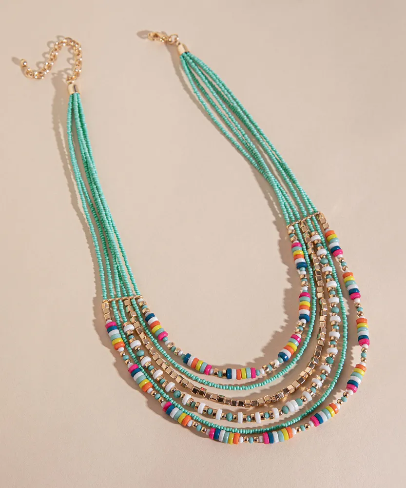 Layered Beaded Statement Necklace