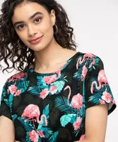 Short Sleeve Flamingo Pajama Top