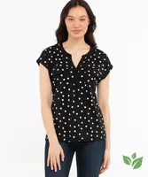 Pocketed Short Sleeve Henley Top