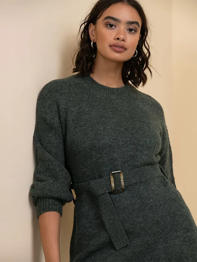 Wool-Blend Chunky Tunic Sweater