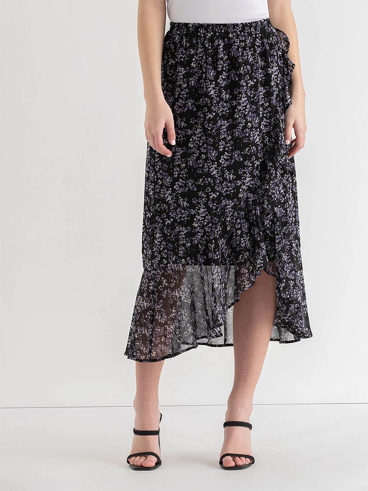 Chiffon Ruffle Midi Skirt