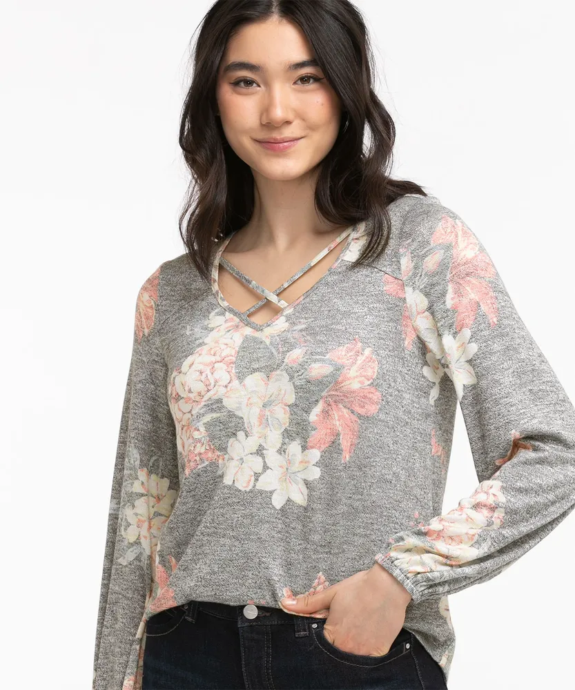 Long Sleeve Crisscross Hacci Top