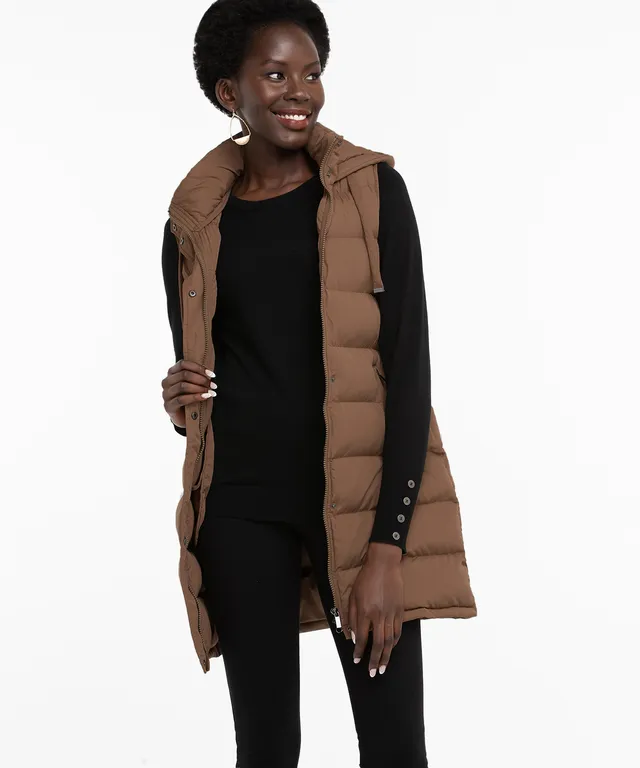 RICKI'S Carlyn Long Puffer Vest with Detachable Hood & Fur Trim