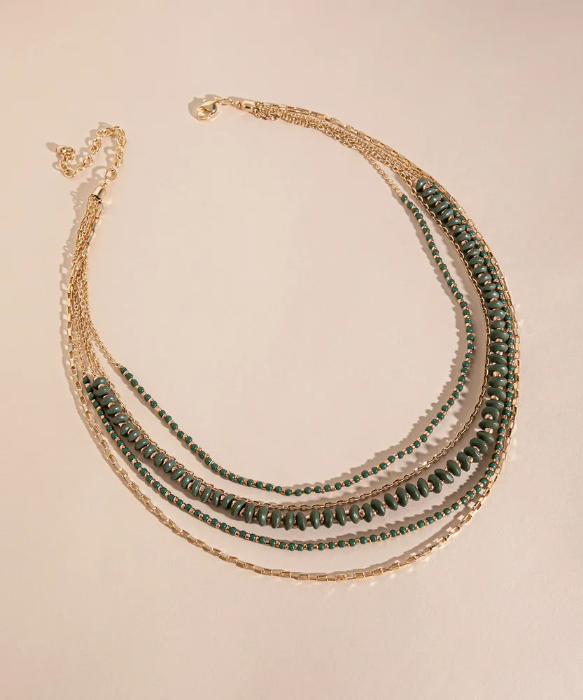 Layered Pearl and Medallion Necklace