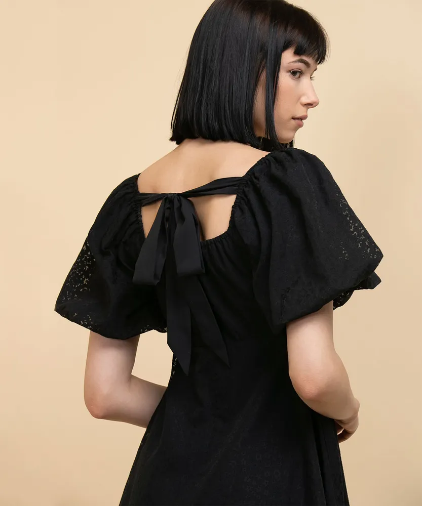 Puff Sleeve with Tie-Back Dress