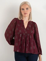 Peasant Blouse with Puff Sleeves